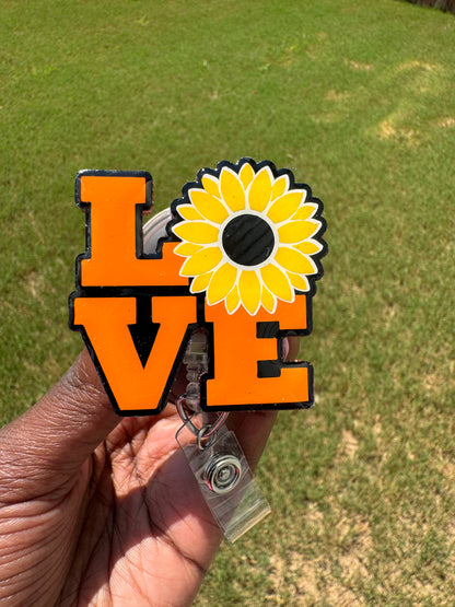 Love Sunflower Badge Reel