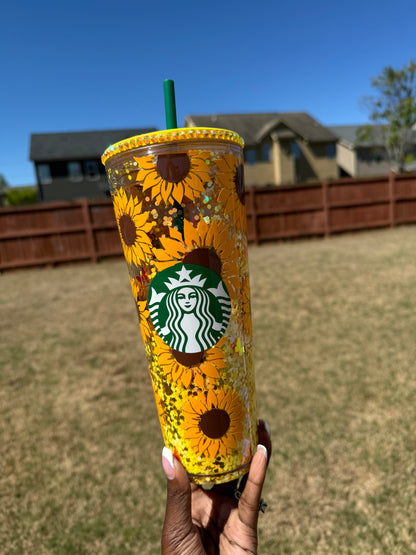 Sunflower Snowglobe Tumbler